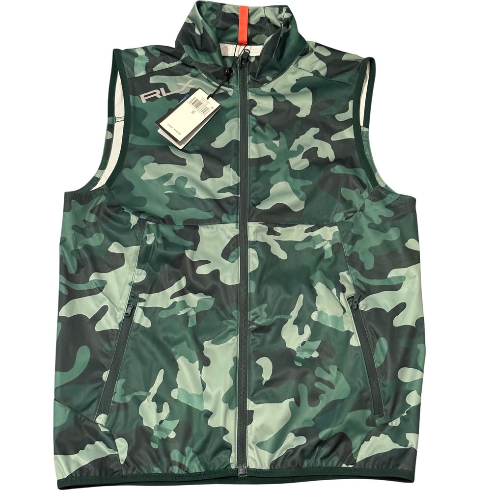 RLX Ralph Lauren Golf Vest Mens Small Camouflage Print Full‎ Zip Sleeveless